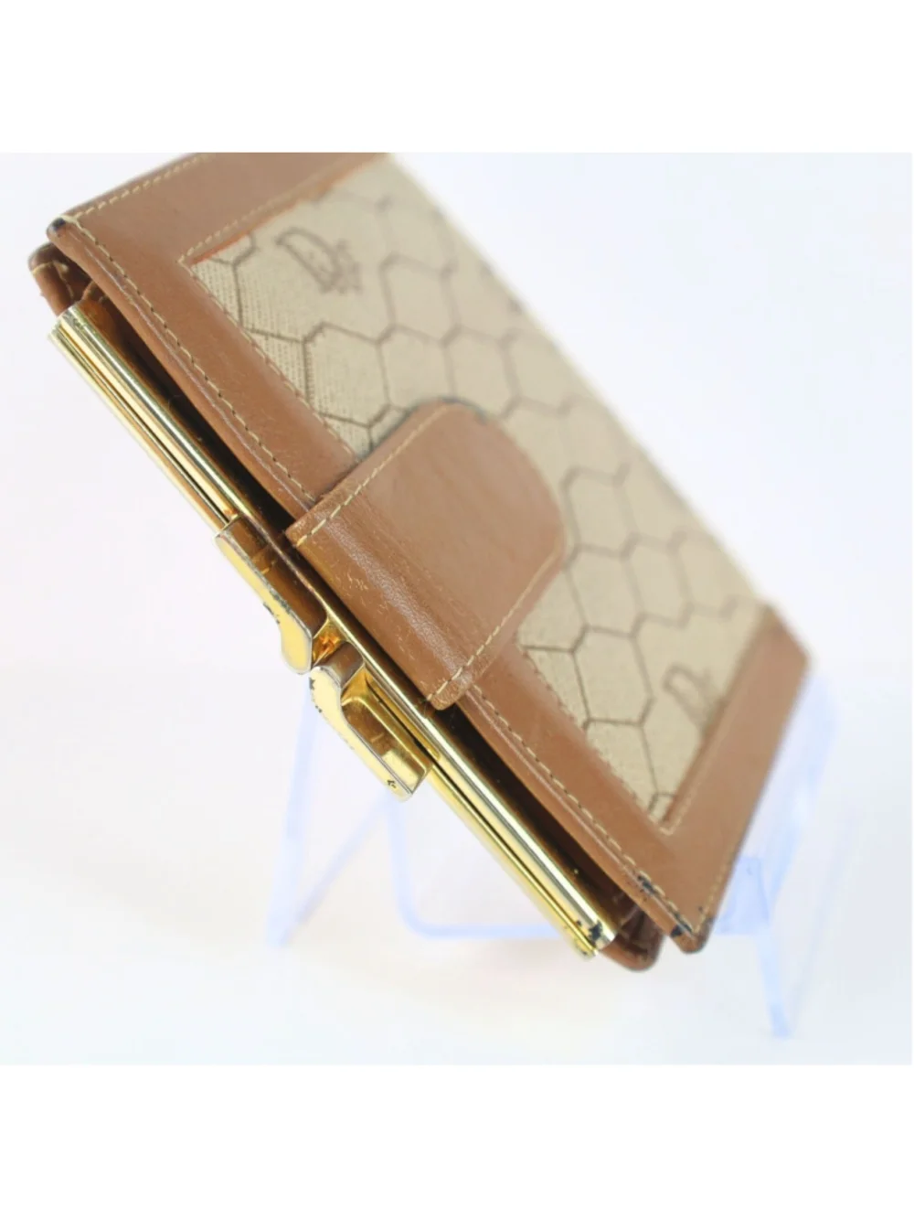 Vintage Christian Dior Honeycomb Brown Purse Wallet for Women